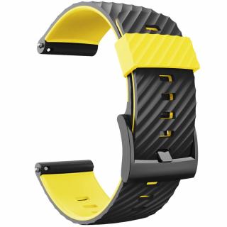 Silikonový gumový řemínek pro Suunto 9 Baro Suunto 7 Spartan Sport D5 černý žlutý