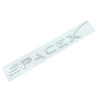 SpaceX 3D kovová nálepka na auto 21cm x 3,2cm Stříbrná