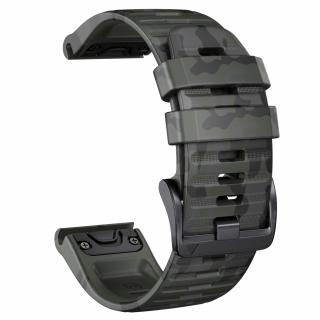 WAVE CAMO 26mm silikonový gumový řemínek pro Garmin Fenix army green maskáčový QuickFit