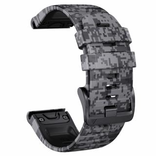 WAVE CAMO 26mm silikonový gumový řemínek pro Garmin Fenix digital maskáčový QuickFit