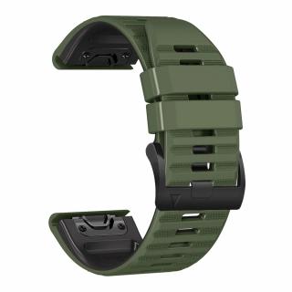 WAVE PRO NSCR 22mm silikonový gumový řemínek pro Garmin Fenix Epix 2 QuickFit Army Green/Černá