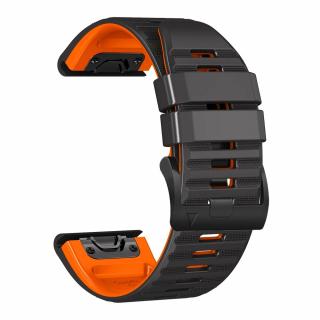 WAVE PRO NSCR 22mm silikonový gumový řemínek pro Garmin Fenix Epix 2 QuickFit Černá/Oranžová