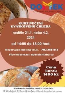 Kurz pečení kváskového chleba pro začátečníky 4. 2.  2024 SVČ DOMEK Petřvald