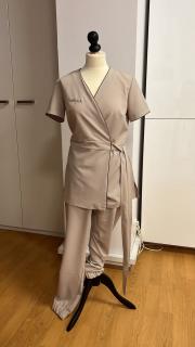 Kimono Carelika - komplet kalhoty a tunika - béžová Velikost: L