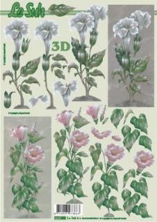 3D papír A4 - Květinky na stonku