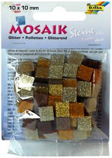 Mozaika pryskyřicová 10x10 mm - třpytivá hnědá