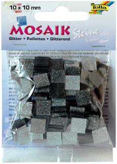 Mozaika pryskyřicová 10x10 mm - třpytivá šedá