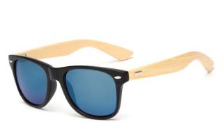 B2B Dřevěné sluneční brýle UV400 Barva: Modrá (mírně průsvitná)