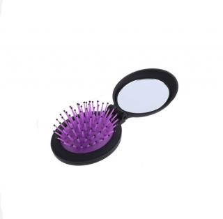 B2B Skládací kartáč na vlasy se zrcadlem Barva: Černo-fialová