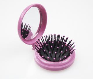 B2B Skládací kartáč na vlasy se zrcadlem Barva: Růžová