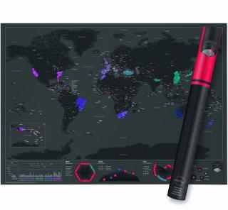 B2B Stírací mapa světa červeno-černá 82,5 x 59,4 cm