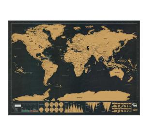 Deluxe Stírací mapa světa, černý 42 x 30 cm Velikost: 82,5 x 59,4 cm s tubou