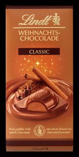 Lindt Classic Vánoční mléčná čokoláda se skořicí a koriandrem 100g