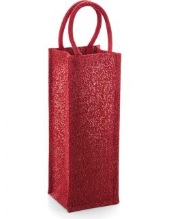 Jutová dárková taška na lahev Barva: Červená