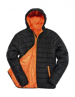 Pánská polstrovaná bunda Result s kapucí Velikost: XS, Barva: Black/Orange