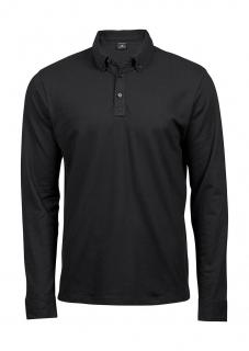 Pánské polo tričko Luxury Stretch s dlouhým rukávem Velikost: 2XL, Barva: Black