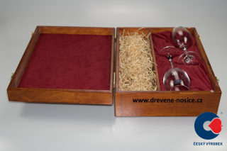 Dárková krabička se sklenkami na víno odstín: ořech