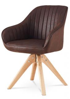 Autronic - Jídelní a konferenční židle, potah hnědá látka v dekoru broušené kůže, nohy masi - HC-772 BR3