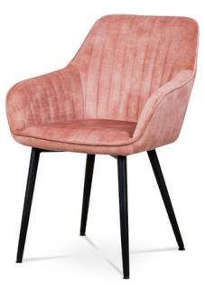 Autronic - Jídelní a konferenční židle, potah růžová látka v dekoru žíhaného sametu kovové - AC-9981 PINK4