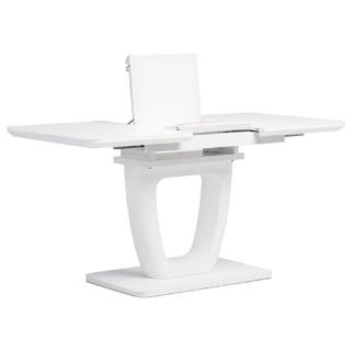Autronic - Jídelní stůl 110+40x75 cm, bílá 4 mm skleněná deska, MDF, biely matný lak - HT-430 WT