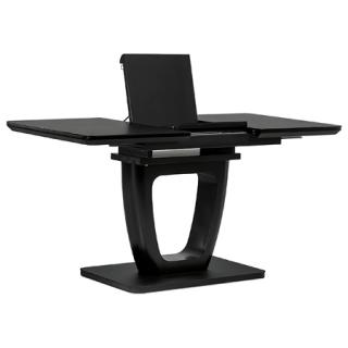 Autronic - Jídelní stůl 110+40x75 cm, černá 4 mm skleněná deska, MDF, černý matný lak - HT-430 BK