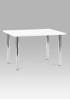 Autronic - Jídelní stůl 120x75 cm, chrom / vysoký lesk bílý - AT-1914B WT