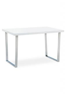Autronic - Jídelní stůl 120x75 cm, MDF deska, bílý vysoký lesk, chromovaná podnož - AT-2077 WT