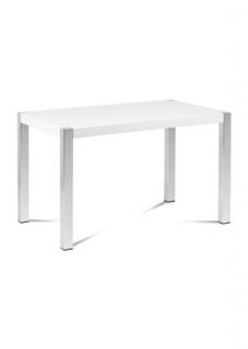 Autronic - Jídelní stůl 120x75 cm, MDF deska, bílý vysoký lesk, chromované nohy - AT-2066 WT