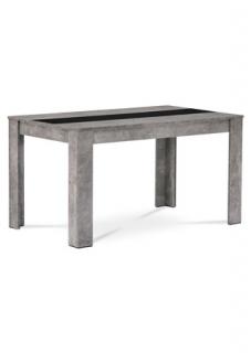 Autronic - Jídelní stůl 138x80x74 cm, MDF, lamino dekor beton, dekorační pruh v černé a bíl - DT-P140 BET