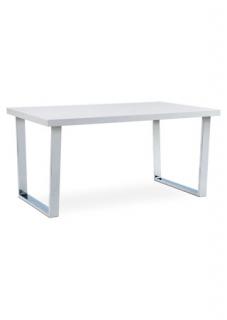 Autronic - Jídelní stůl 150x90 cm, MDF deska, bílý vysoký lesk, chromovaná podnož - AT-2088 WT