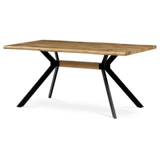 Autronic - Jídelní stůl, 160x90x76 cm, MDF deska, 3D dekor divoký dub, kov, černý lak - HT-863 OAK