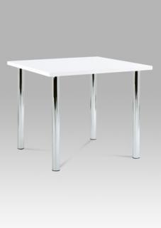 Autronic - Jídelní stůl 90x90 cm, chrom / vysoký lesk bílý - AT-1913B WT
