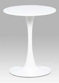 Autronic - Jídelní stůl pr.60x72 cm, bílá matná MDF, kov bílý vysoký lesk - DT-560 WT