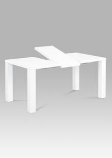 Autronic - Jídelní stůl rozkládací 120+40x90 cm, vysoký lesk bílý - AT-3009 WT