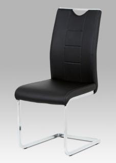 Autronic - Jídelní židle černá koženka / chrom - DCL-411 BK