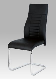 Autronic - Jídelní židle, černá koženka / chrom - HC-955 BK