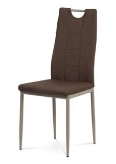 Autronic - Jídelní židle, hnědá látka, kov cappuccino lesk - DCL-393 BR2