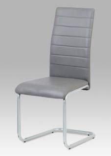 Autronic - Jídelní židle, koženka šedá / šedý lak - DCL-102 GREY