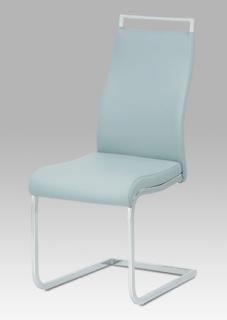 Autronic - Jídelní židle, koženka sv. šedá / chrom - HC-649 GREY1