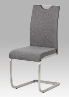 Autronic - Jídelní židle látka šedá + koženka šedá / broušený nerez - HC-921 GREY2