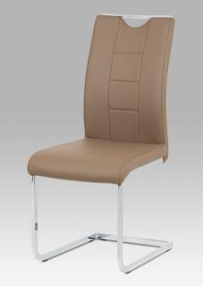 Autronic - Jídelní židle latte koženka / chrom - DCL-411 LAT