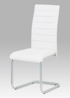 Autronic - Jídelní židle, potah bílá ekokůže, kovová podnož, šedý matný lak - DCL-102 WT