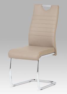 Autronic - Jídelní židle, potah cappuccino ekokůže, kovová pohupová chromovaná podnož - DCL-418 CAP