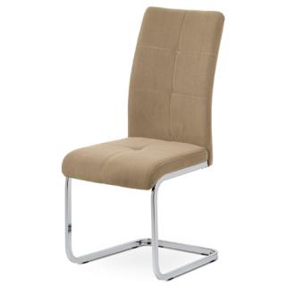Autronic - Jídelní židle, potah cappuccino sametová látka, kovová pohupová podnož, chrom - DCL-440 CAP4