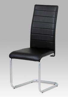 Autronic - Jídelní židle, potah černá ekokůže, kovová podnož, šedý matný lak - DCL-102 BK