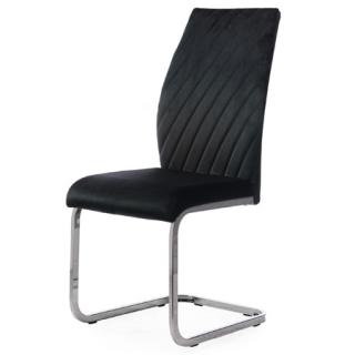 Autronic - Jídelní židle, potah černá sametová látka, kovová chromovaná podnož - DCL-442 BK4