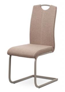 Autronic - Jídelní židle, potah krémová látka, bílé prošití, kovová podnož, lanýžový lak - DCL-612 CRM2