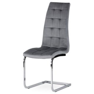 Autronic - Jídelní židle, potah šedá sametová látka, kovová chromovaná podnož - DCL-424 GREY4