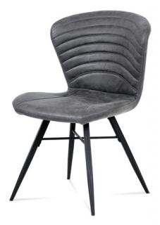 Autronic - Jídelní židle, šedá látka vintage, kov černý mat - HC-442 GREY3