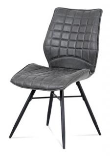 Autronic - Jídelní židle, šedá látka vintage, kov černý mat - HC-444 GREY3